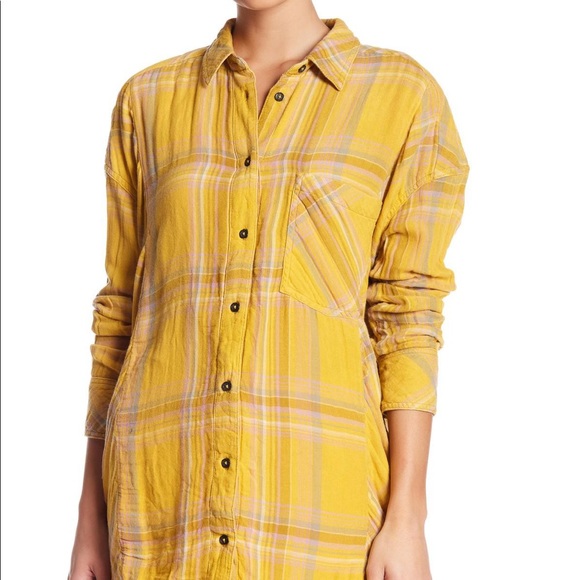 Free People Nordic Yellow Flannel Top